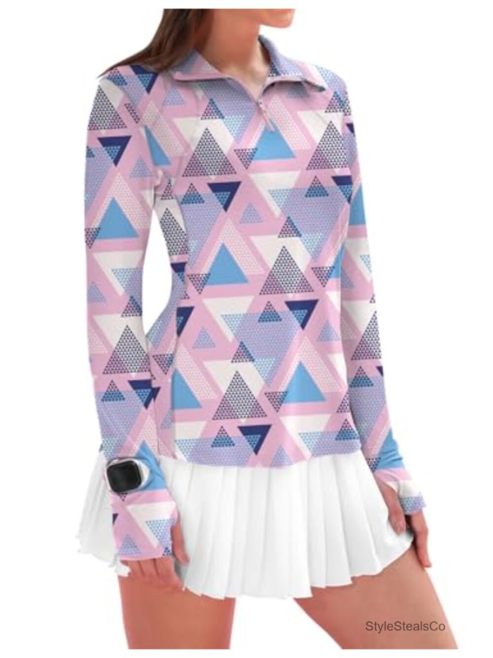 Women's Long Sleeve UPF 50+ Sun Protection 1/4 Zip Pullover Golf Running Shirt